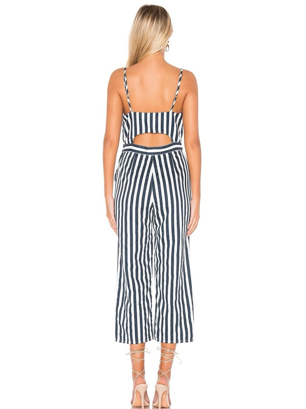 MOTHER The Cut It Out Jumpsuit Sea Daze Striped Linen Blend Sz S - Picture 6 of 12